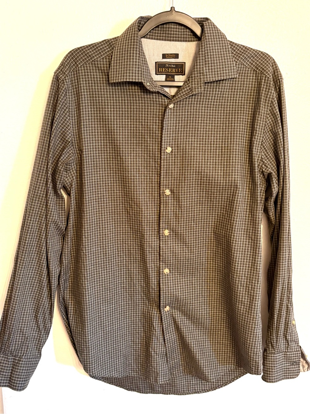 Jos. A. Bank Men’s Long-Sleeve Check Dress Shirt in Brown and Gray